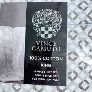 Vince Camuto King 4-Piece Sheet Set 100% Cotton Double Brushed Fits 18" Mattress